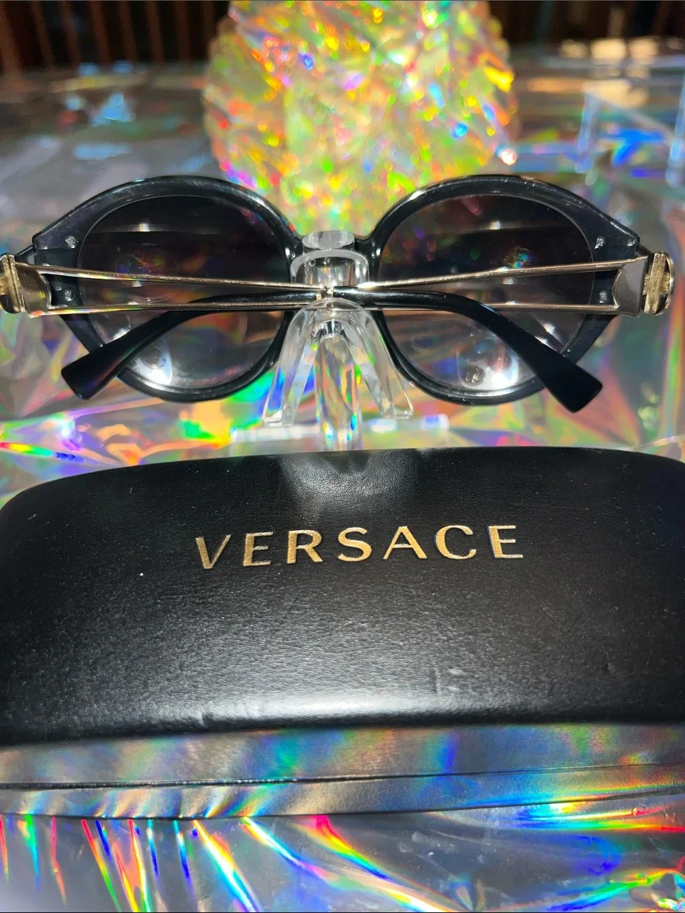 Versace Womens Black Round Gradient Sunglasses VE4342